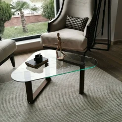 Tavolino da Salotto Marrone Noce Portariviste Forma Quadrata 90x90x40h cm, Sfumatura Colore Struttura Noce - Aldino