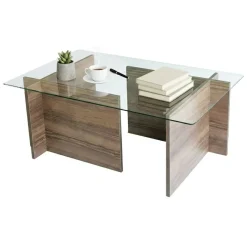 Tavolino da Salotto Marrone Noce Portariviste Forma Rettangolare 105x65x40h cm, Sfumatura Colore Struttura Noce - Teti