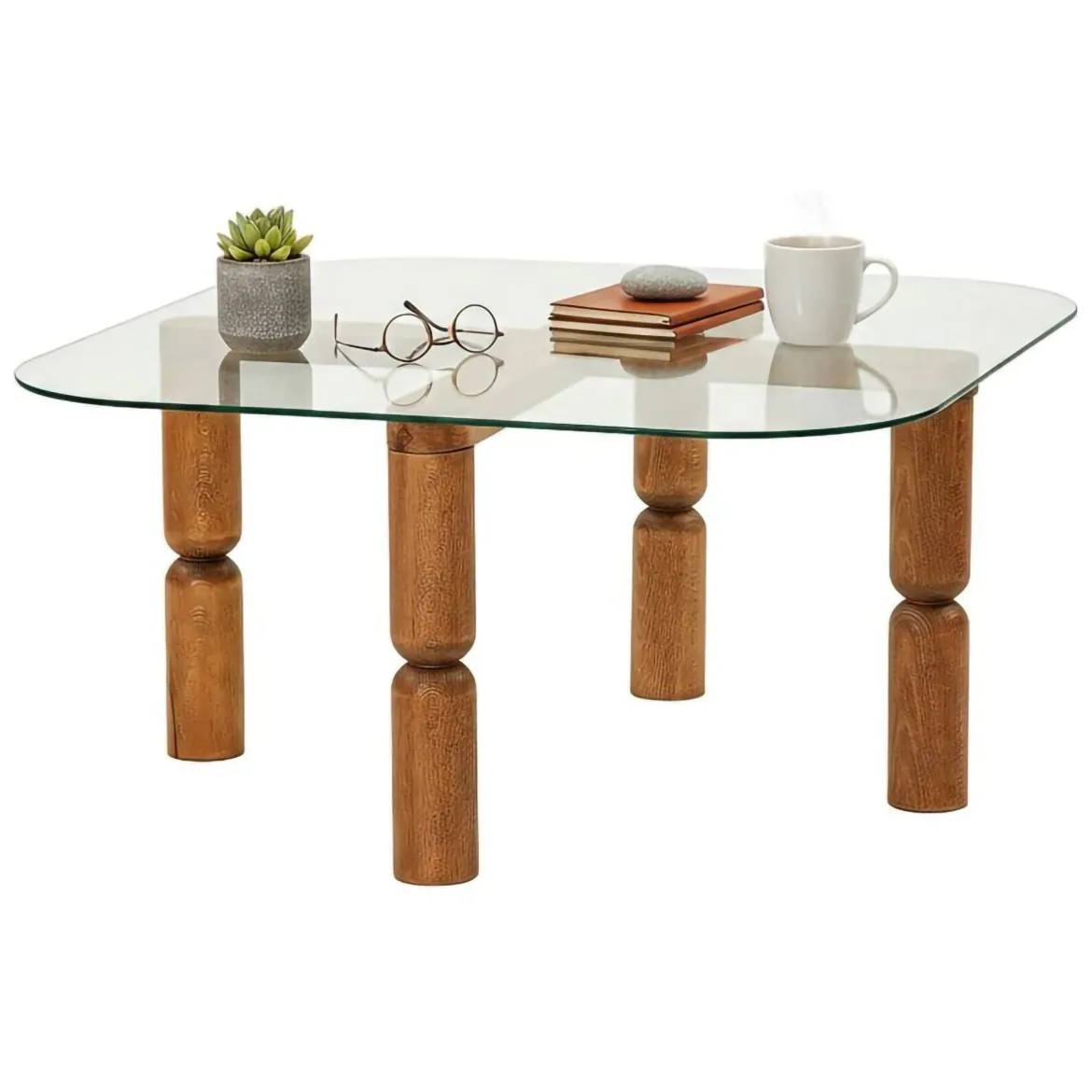 Tavolino da Salotto Marrone Noce Portariviste Forma Rettangolare 80x80x41h cm, Sfumatura Colore Struttura Noce - Ragia