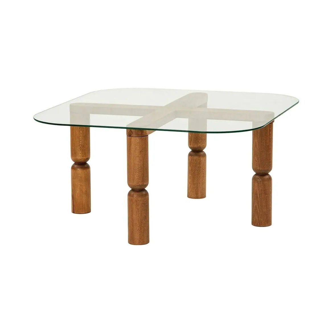 Tavolino da Salotto Marrone Noce Portariviste Forma Rettangolare 80x80x41h cm, Sfumatura Colore Struttura Noce - Ragia
