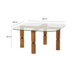 Tavolino da Salotto Marrone Noce Portariviste Forma Rettangolare 80x80x41h cm, Sfumatura Colore Struttura Noce - Ragia