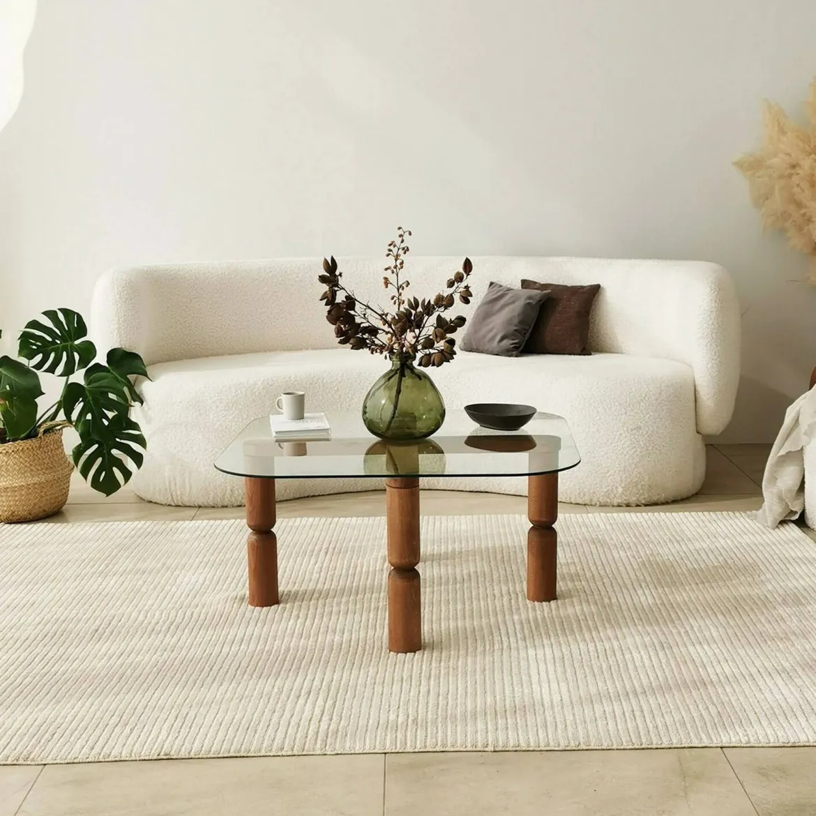 Tavolino da Salotto Marrone Noce Portariviste Forma Rettangolare 80x80x41h cm, Sfumatura Colore Struttura Noce - Ragia