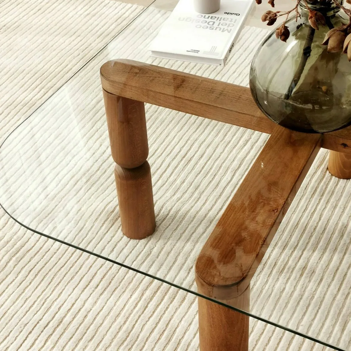 Tavolino da Salotto Marrone Noce Portariviste Forma Rettangolare 80x80x41h cm, Sfumatura Colore Struttura Noce - Ragia