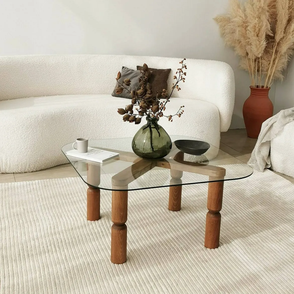 Tavolino da Salotto Marrone Noce Portariviste Forma Rettangolare 80x80x41h cm, Sfumatura Colore Struttura Noce - Ragia