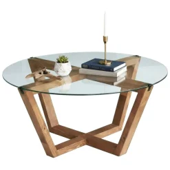Tavolino da Salotto Marrone Noce Portariviste Forma Rotonda 75x75x35h cm, Sfumatura Colore Struttura Noce - Bagolino