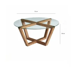 Tavolino da Salotto Marrone Noce Portariviste Forma Rotonda 75x75x35h cm, Sfumatura Colore Struttura Noce - Bagolino