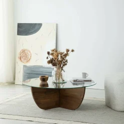 Tavolino da Salotto Marrone Noce Portariviste un Vano 105x60x40h cm, Forma Rettangolare - Tomiri