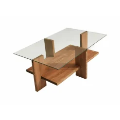 Tavolino da Salotto Marrone Noce Portariviste un Vano 105x60x40h cm, Forma Rettangolare - Tomiri