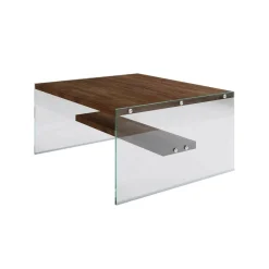 Tavolino da Salotto Marrone Noce un Vano Portariviste 75x75x40h cm, Forma Rettangolare - Barcis