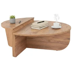 Tavolino da Salotto Marrone Pino Peso Massimo Supportato 15 kg Forma Rettangolare 90x60x35h cm, Sfumatura Colore Ripiano Pino - Mansue