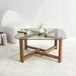 Tavolino da Salotto Marrone Quercia Portariviste Forma Rettangolare 85x55x40h cm, Sfumatura Colore Struttura Quercia - Aldino