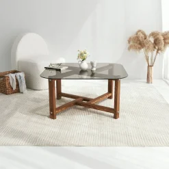 Tavolino da Salotto Marrone Quercia Portariviste Forma Rettangolare 85x55x40h cm, Sfumatura Colore Struttura Quercia - Aldino