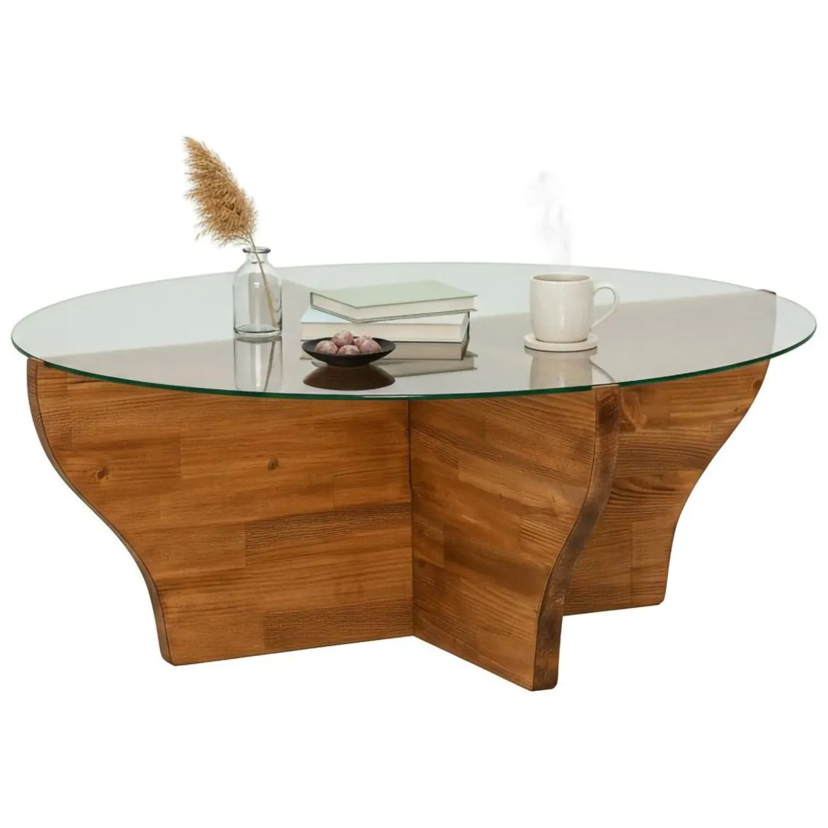 Tavolino da Salotto Marrone Quercia un Vano Forma Circolare 45x47x45h cm, Materiale Piano in Legno Nobilitato