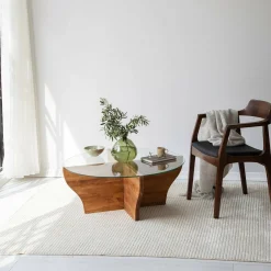 Tavolino da Salotto Marrone Quercia un Vano Forma Circolare 45x47x45h cm, Materiale Piano in Legno Nobilitato