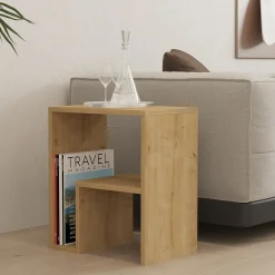 Tavolino da Salotto Marrone Rovere 2 Vani Forma Rettangolare 45x30x52h cm, Sfumatura Colore Ripiano Rovere - Vocca