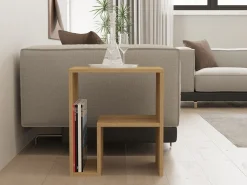 Tavolino da Salotto Marrone Rovere 2 Vani Forma Rettangolare 45x30x52h cm, Sfumatura Colore Ripiano Rovere - Vocca