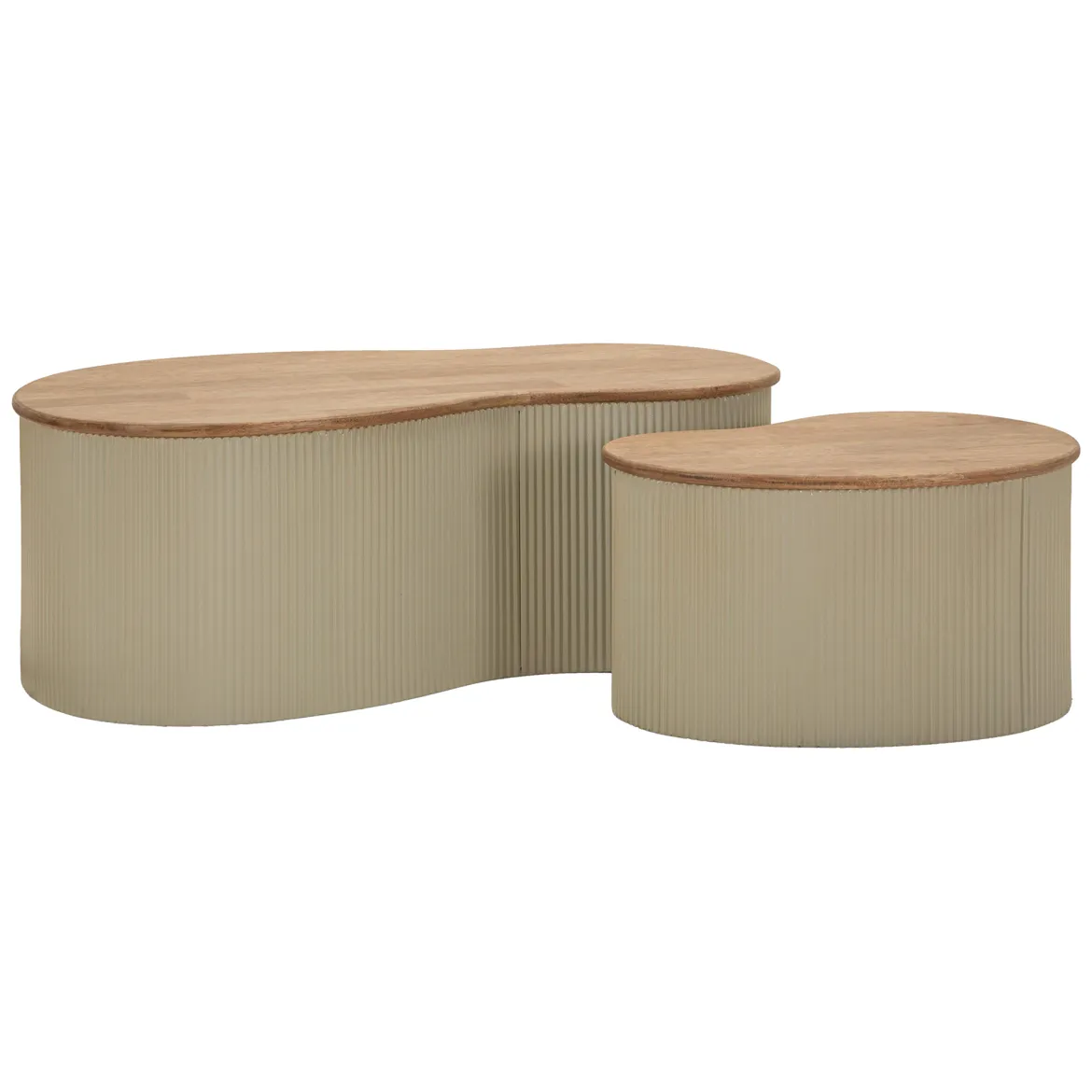 Tavolino da Salotto Marrone Rovere Beige set da 2 Colore Ripiano Marrone 37x58x92h cm, Materiale Struttura in Metallo - Kashan