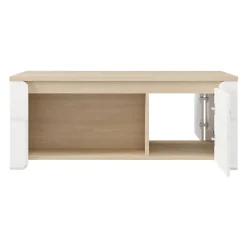 Tavolino da Salotto Marrone Rovere Bianco Opaco con Piedini 2 Vani 120x55x50h cm, Forma Rettangolare - Niella