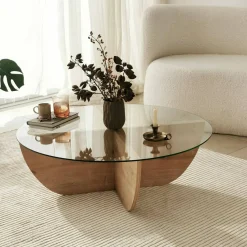 Tavolino da Salotto Marrone Rovere Forma Ovale Materiale Piano in Legno Nobilitato 120x65x40h cm, Colore Ripiano Marrone - Parona