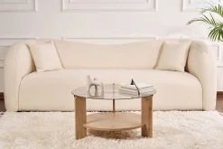 Tavolino da Salotto Marrone Rovere Forma Rotondo Colore Ripiano Trasparente 75x75x40h cm, Sfumatura Colore Struttura Rovere - Canevino