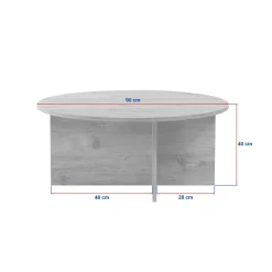 Tavolino da Salotto Marrone Rovere Forma Rotondo Materiale Piano in Legno Nobilitato 90x90x40h cm, Colore Ripiano Marrone - Simbario