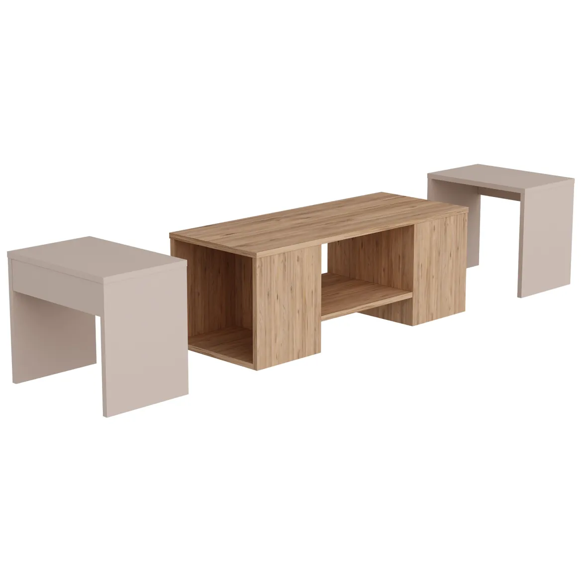 Tavolino da Salotto Marrone Rovere Grigio Tortora un Vano Forma Rettangolare 100x40x37h cm, Colore Ripiano Marrone - Usseglio