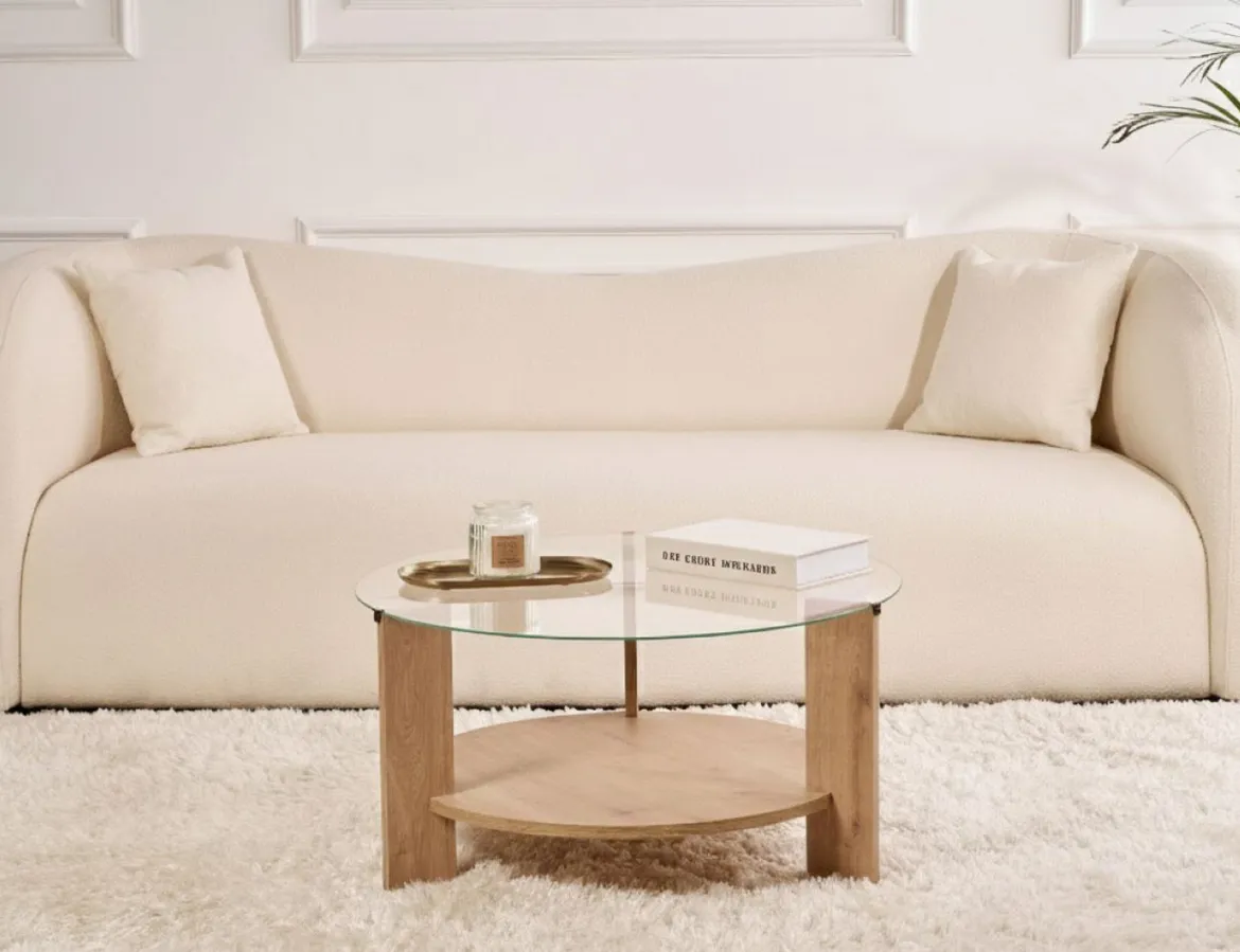 Tavolino da Salotto Marrone Rovere Grigio Tortora un Vano Forma Rettangolare 100x40x37h cm, Colore Ripiano Marrone - Usseglio
