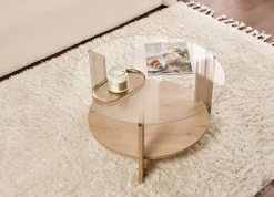 Tavolino da Salotto Marrone Rovere Grigio Tortora un Vano Forma Rettangolare 100x40x37h cm, Colore Ripiano Marrone - Usseglio