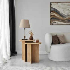 Tavolino da Salotto Marrone Rovere Modulabile Forma Quadrato 40x40x50h cm, Sfumatura Colore Ripiano Rovere - Meduno