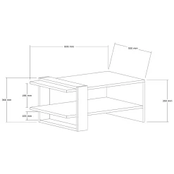 Tavolino da Salotto Marrone Rovere Nero Effetto Paglia di Vienna 3 Vani 60x26x60h cm, Forma Rettangolare - Calvi