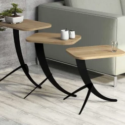 Tavolino da Salotto Marrone Rovere Nero Forma Rettangolare Materiale Piano in Legno Nobilitato 35x60x45h cm, Sfumatura Colore Struttura Rovere