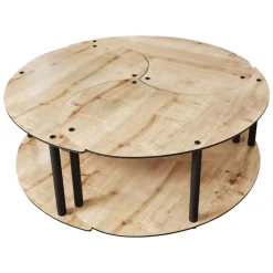 Tavolino da Salotto Marrone Rovere Nero Modulabile 3 Vani 70x70x38h cm, Forma Rotondo - Gignese