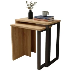 Tavolino da Salotto Marrone Rovere Nero Modulabile Forma Rettangolare 51x30x53h cm, Colore Ripiano Marrone - Carassai