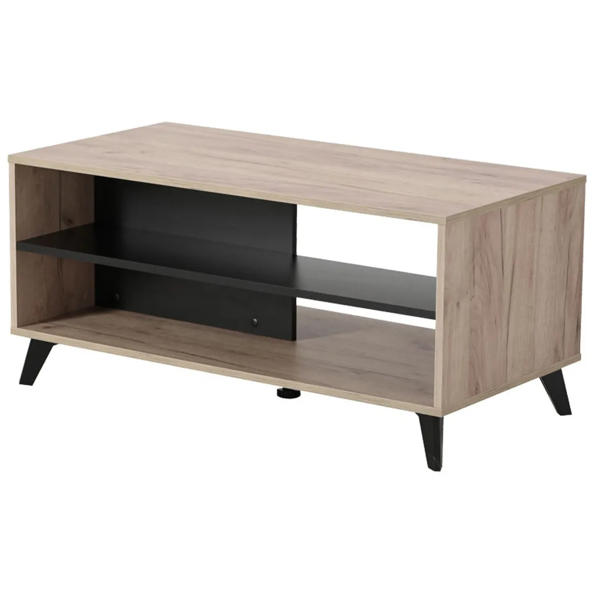 Tavolino da Salotto Marrone Rovere Nero set 3 Pezzi Forma Rettangolare 55x40x50h cm, Colore Ripiano Marrone - Crichi