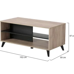 Tavolino da Salotto Marrone Rovere Nero set 3 Pezzi Forma Rettangolare 55x40x50h cm, Colore Ripiano Marrone - Crichi