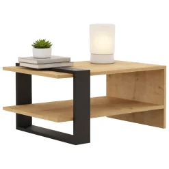Tavolino da Salotto Marrone Rovere Nero un Vano Forma Rettangolare 80x50x35h cm, Colore Ripiano Marrone - Rogliano