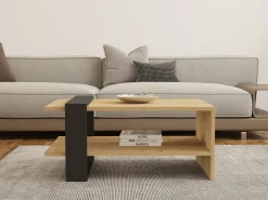 Tavolino da Salotto Marrone Rovere Nodi 2 Vani Forma Rettangolare 30x30x54h cm, Sfumatura Colore Ripiano Rovere Nodi - Serino