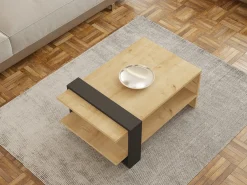 Tavolino da Salotto Marrone Rovere Nodi 2 Vani Forma Rettangolare 30x30x54h cm, Sfumatura Colore Ripiano Rovere Nodi - Serino