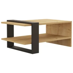 Tavolino da Salotto Marrone Rovere Nodi 2 Vani Forma Rettangolare 30x30x54h cm, Sfumatura Colore Ripiano Rovere Nodi - Serino