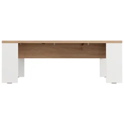 Tavolino da Salotto Marrone Rovere Nodi Bianco Opaco Forma Rettangolare Colore Ripiano Marrone 120x67x43h cm, Colore Struttura Bianco - Bertona