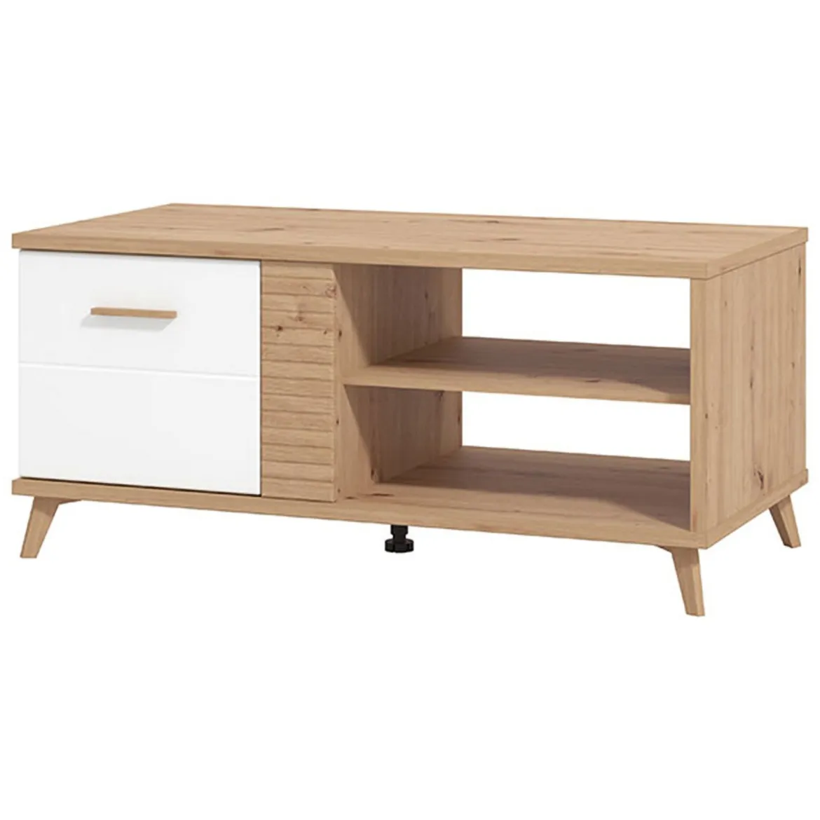 Tavolino da Salotto Marrone Rovere Nodi Cassetti con Piedini 50x100x43h cm, 3 Vani - Fairbury