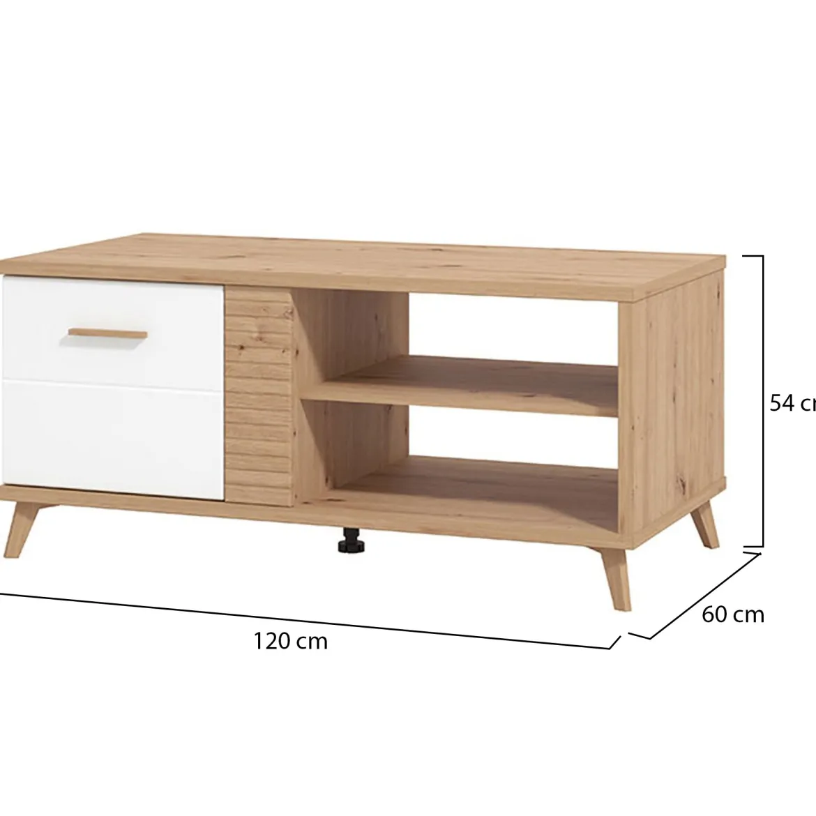 Tavolino da Salotto Marrone Rovere Nodi Cassetti con Piedini 50x100x43h cm, 3 Vani - Fairbury