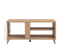 Tavolino da Salotto Marrone Rovere Nodi Cassetti con Piedini 50x100x43h cm, 3 Vani - Fairbury