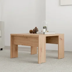 Tavolino da Salotto Marrone Rovere Nodi Forma Quadrato Colore Ripiano Marrone 67x67x43h cm, Sfumatura Colore Struttura Rovere Nodi - Magre
