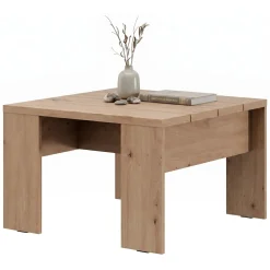 Tavolino da Salotto Marrone Rovere Nodi Forma Quadrato Colore Ripiano Marrone 67x67x43h cm, Sfumatura Colore Struttura Rovere Nodi - Magre