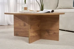 Tavolino da Salotto Marrone Rovere Nodi Forma Rotondo Materiale Piano in Legno Nobilitato 90x90x40h cm, Colore Ripiano Marrone - Simbario