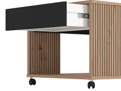 Tavolino da Salotto Marrone Rovere Nodi Nero con Piedini un Vano 101x55x46h cm, Forma Rettangolare - Cunico