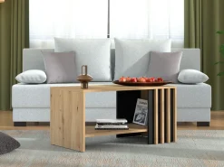 Tavolino da Salotto Marrone Rovere Nodi con Piedini un Vano 90x49.5x45.5h cm, Forma Rettangolare - Formia