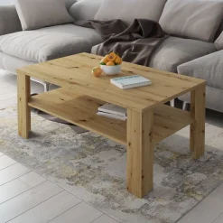 Tavolino da Salotto Marrone Rovere Nodi un Vano Forma Rettangolare 124x60x45h cm, Sfumatura Colore Ripiano Rovere Nodi - Pella