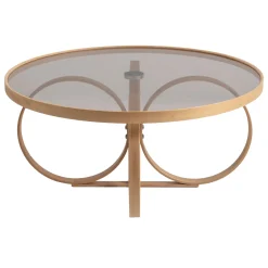Tavolino da Salotto Marrone Rovere Piano in Vetro Temperato Forma Rotondo 100x100x47h cm, Materiale Struttura in Vetro - Gargallo